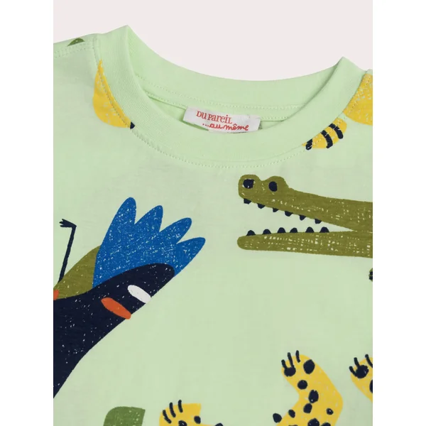 T-shirt vert imprimé animalier - Soins Bébé Naturels & Produits Maman Après Naissance