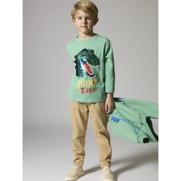 T-shirt vert manches longues sequins magiques - Soins Bébé Naturels & Produits Maman Après Naissance