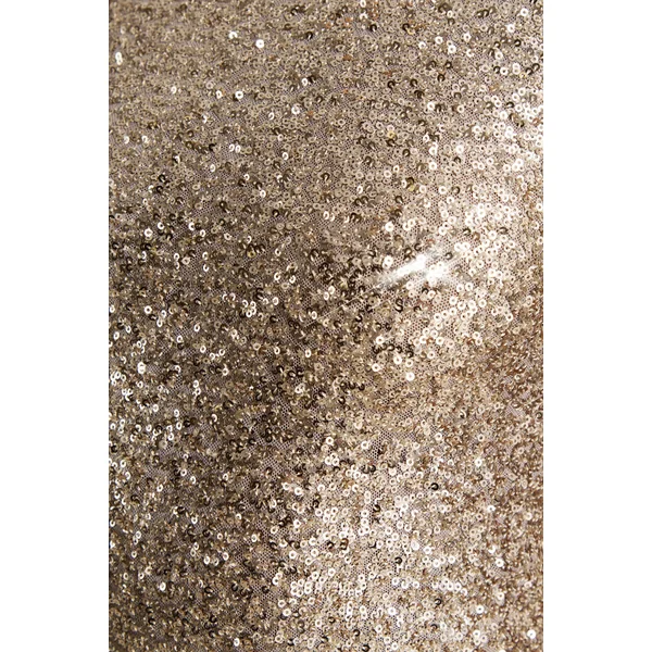 Tulia | Robe longue en sequins dorés à col montant