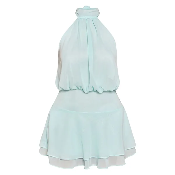 Turquoise Robe Mini Trapèze Col Montant Shape