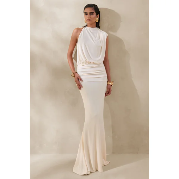 Umaira | Robe longue crème à encolure haute