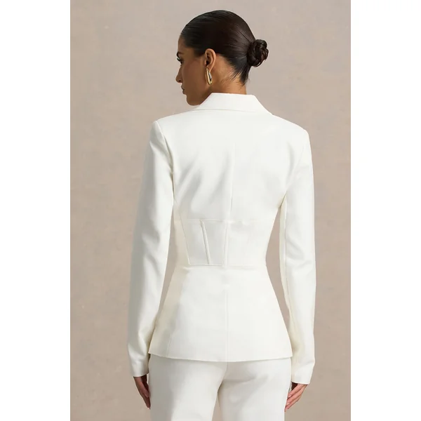 Unbeaten | Veste blazer blanche ajustée à corset