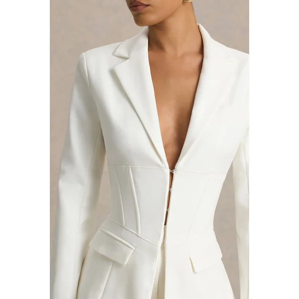 Unbeaten | Veste blazer blanche ajustée à corset