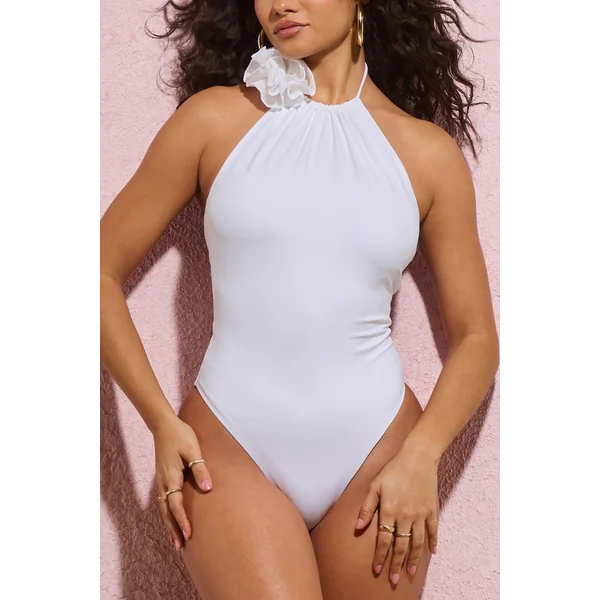 Undiscovered | Maillot de bain blanc à encolure bénitier et corsage