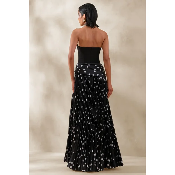 Valerisse | Robe longue bandeau noire et blanche à pois