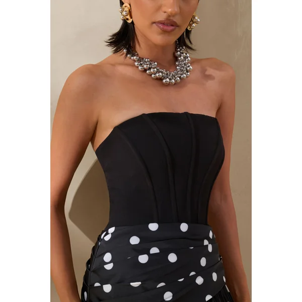 Valerisse | Robe longue bandeau noire et blanche à pois