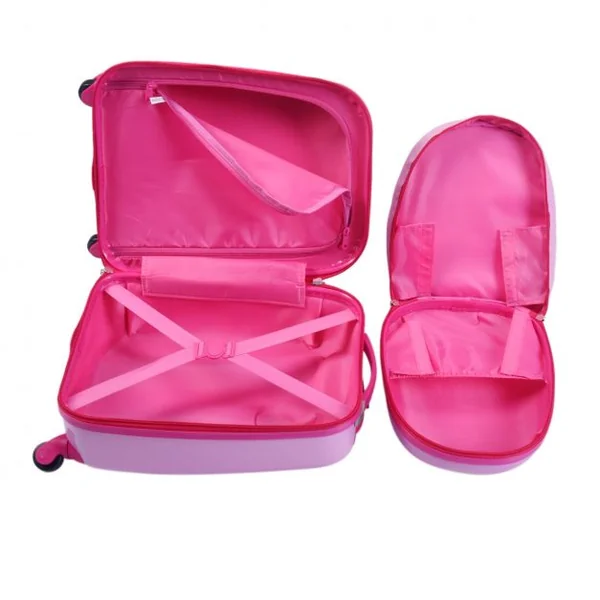 Valise 16 ’’ et Sac à Dos 12 ’’ pour Enfants Lot de 2 Bagages à Main avec Roulettes en PC avec Motif Fille Rose