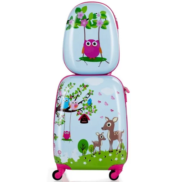 Valise enfant+ sac à dos bagage trolley à roulettes pour enfant Couleur Bleu et Rose
