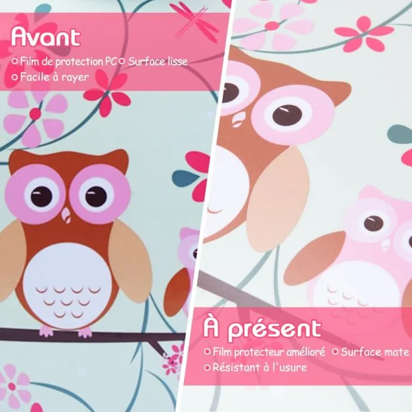 Valise Enfant + Sac à Dos Bagage Trolley à Roulettes pour Enfant Motif Hibou en ABS Robuste