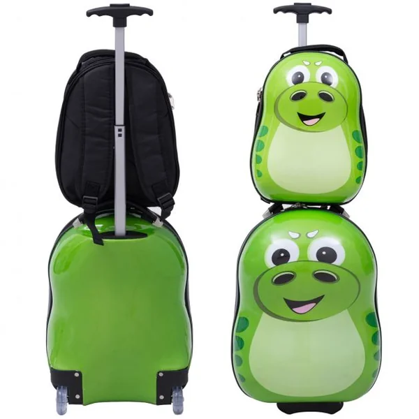 Valise enfant + sac à dos lot de 2 pc bagage à main avec roulettes en Motif dinosaure