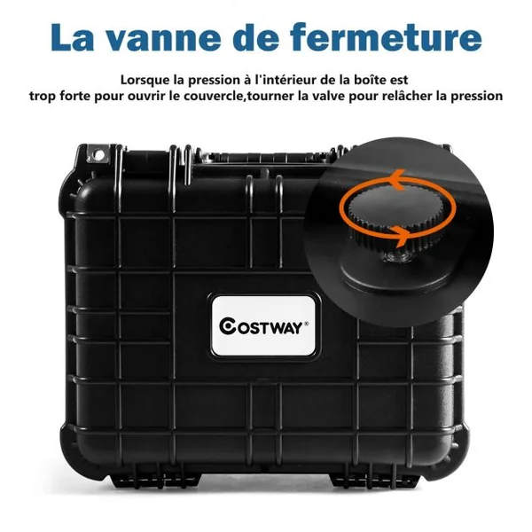 Valise Etanche pour Appareil Photo Professionnel et 3 Inserts en Mousse avec Poignée Ergonomique 34,5x15x29cm Noir