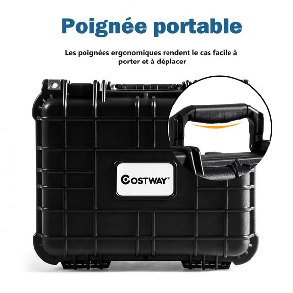 Valise Etanche pour Appareil Photo Professionnel et 3 Inserts en Mousse avec Poignée Ergonomique 34,5x15x29cm Noir