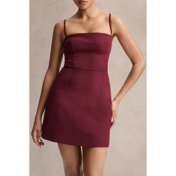 Veda | Mini-robe bordeaux à encolure carrée