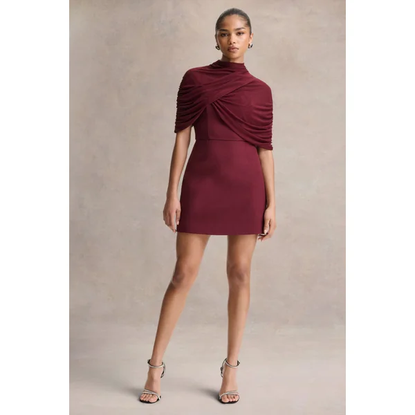 Veda | Mini-robe bordeaux à encolure carrée