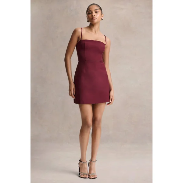 Veda | Mini-robe bordeaux à encolure carrée