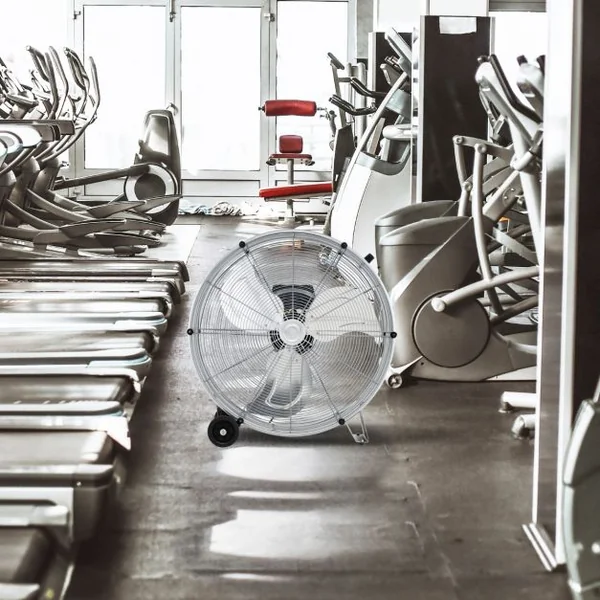 Ventilateur de Sol 24″ avec 3 Vitesses 3 Pales en Aluminium Moteur en Cuivre Roulettes et Poignée Latérale Noir/Argent