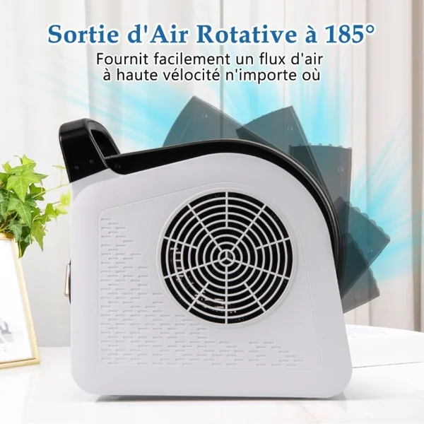 Ventilateur Soufflant à Haute Vitesse 3 Vitesses Ventilateur Portable avec Tête Pivotante à 185° 130 W 552 M³/H 2 Prises CA