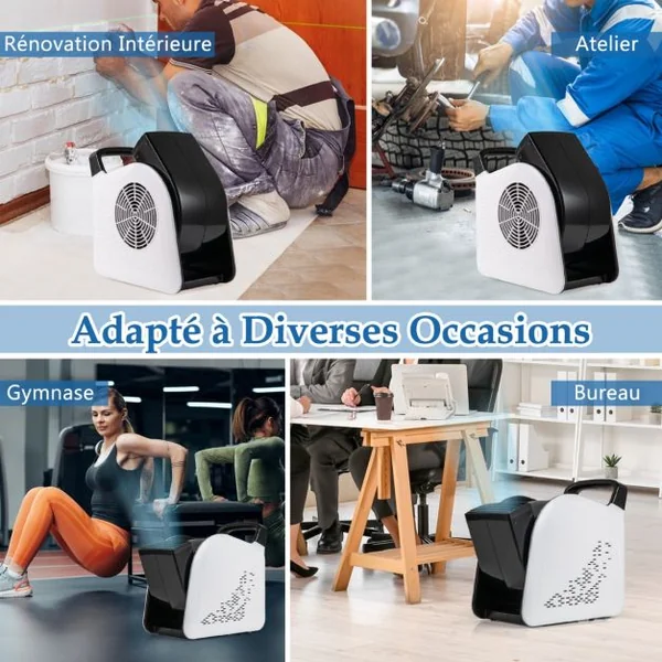 Ventilateur Soufflant à Haute Vitesse 3 Vitesses Ventilateur Portable avec Tête Pivotante à 185° 130 W 552 M³/H 2 Prises CA