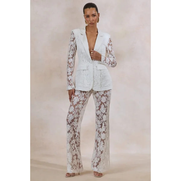 Vergia | Blazer en dentelle blanche à coupe tailleur