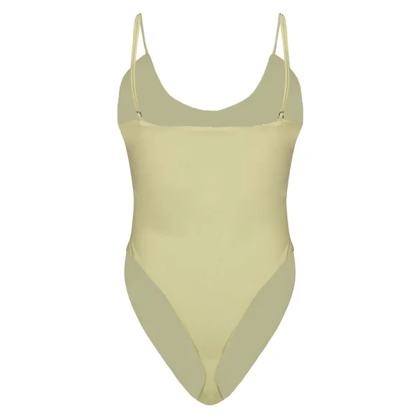 Vert Citron Maillot De Bain Échancré À Sequins Ornementés