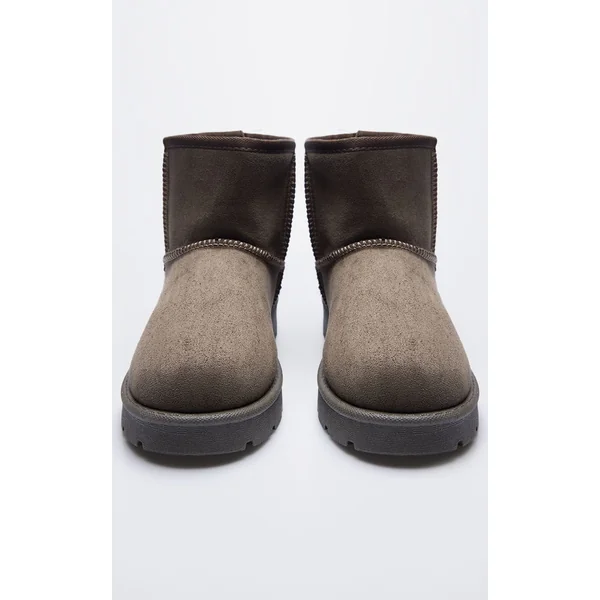 Vert Olive Bottines À Semelle Crantée En Synthétique