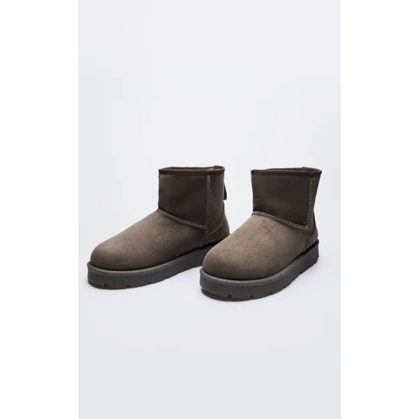 Vert Olive Bottines À Semelle Crantée En Synthétique