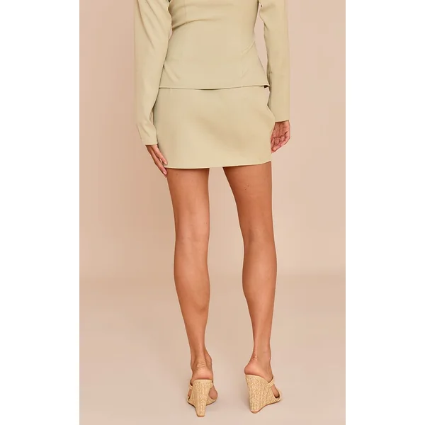 Vert Olive Doux Ensemble Jupe Mini Taille Mi-haute Petite