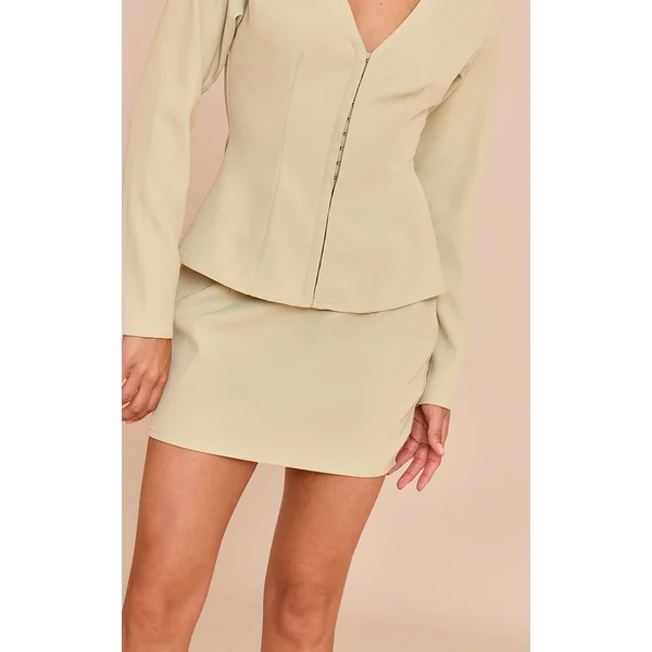 Vert Olive Doux Ensemble Jupe Mini Taille Mi-haute Petite