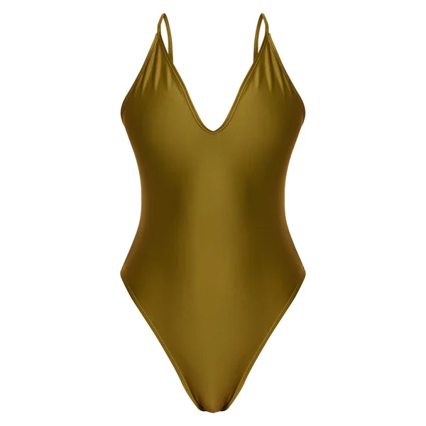 Vert Olive Maillot De Bain Échancré Basique