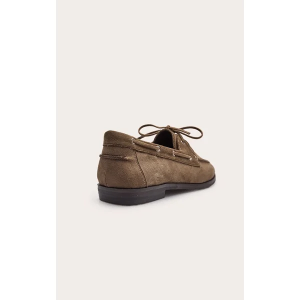 Vert Olive Mocassin Bateau À Détail Pompon En Synthétique