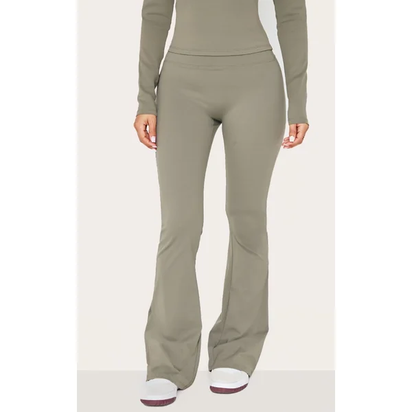 Vert Olive Pantalon De Yoga Évasé Taille Haute Sculptant Petite