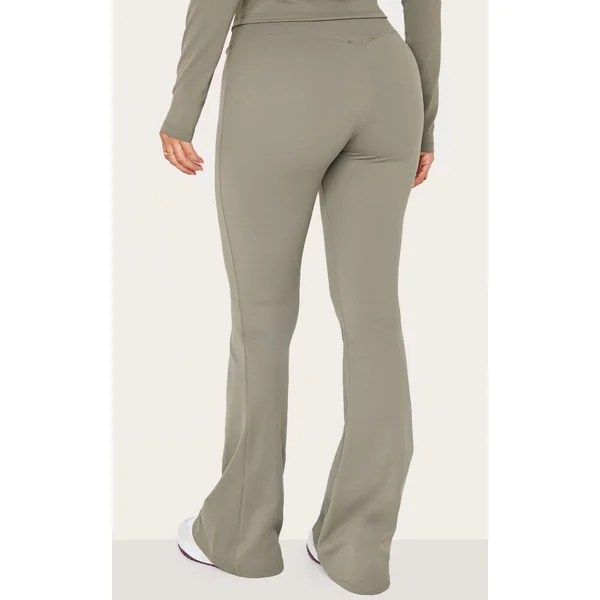 Vert Olive Pantalon De Yoga Évasé Taille Haute Sculptant Petite