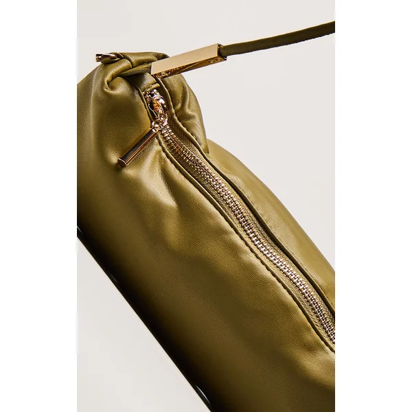 Vert Olive Sac À Bandoulière En Synthétiquecuir Souple Avec Détails Dorés