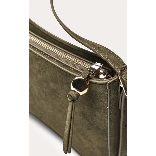 Vert Olive Sac À Épaule Perlé Incurvé Effet Croco