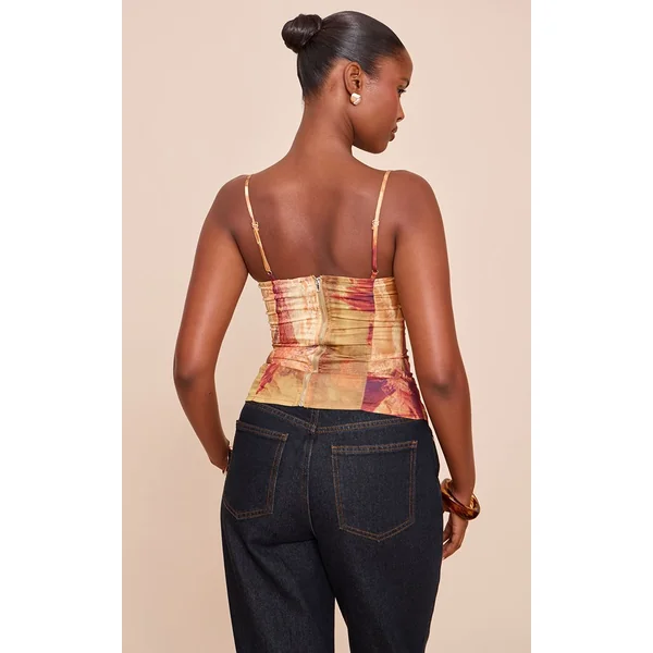 Vert Olive Top Corset Structuré