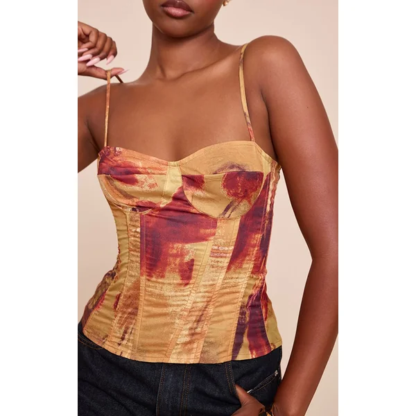 Vert Olive Top Corset Structuré
