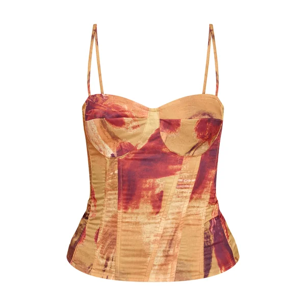 Vert Olive Top Corset Structuré