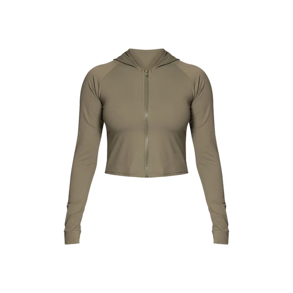 Vert Olive Veste De Sport À Casynthétiqueche Sculptante Manches Longues