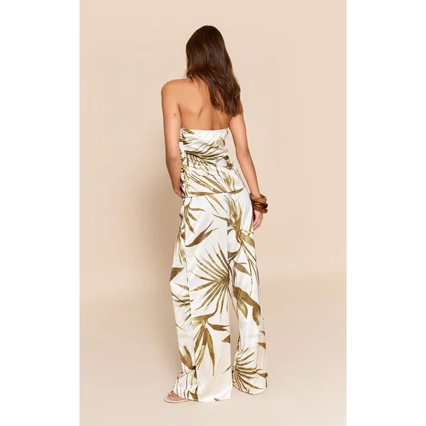 Vert Pantalon Large En Satin
