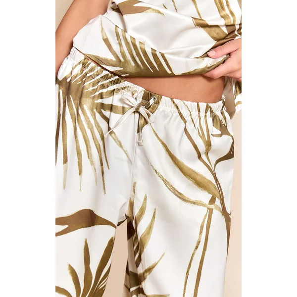 Vert Pantalon Large En Satin