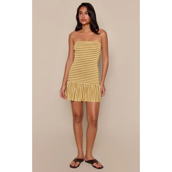 Vert Robe Courte Bandeau À Rayures
