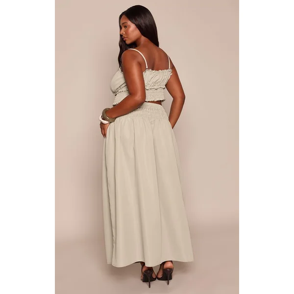 Vert Sauge Jupe Maxi À Pois Grande Taille Coordonnée