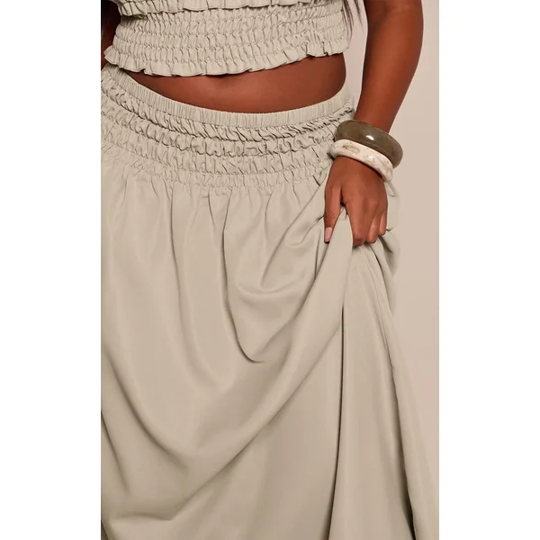 Vert Sauge Jupe Maxi À Pois Grande Taille Coordonnée