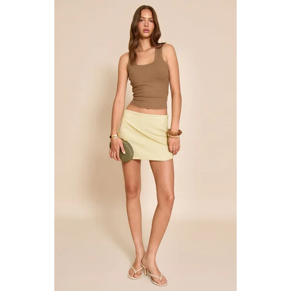 Vert Sauge Mini-jupe Texturée