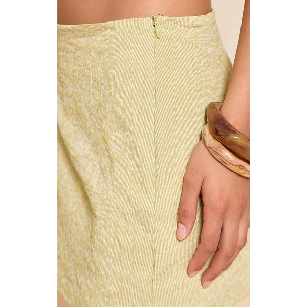 Vert Sauge Mini-jupe Texturée