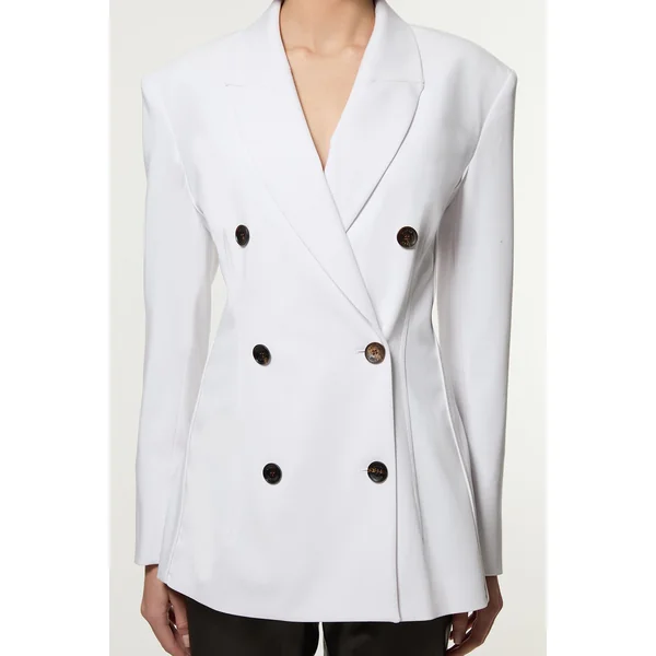 Veste ajustée à double boutonnage avec détails de surpiqûres contrastées