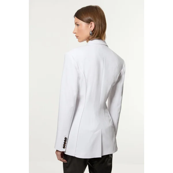 Veste ajustée à double boutonnage avec détails de surpiqûres contrastées