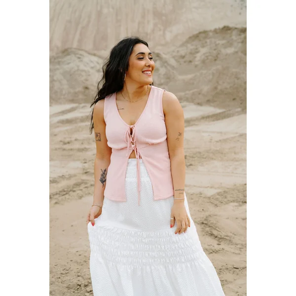 Veste AMBER (sans manche) - rose tendre
