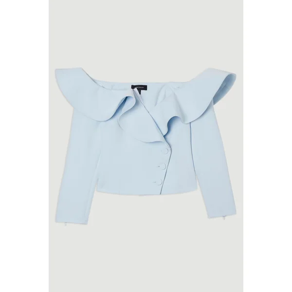 Veste Cintrée Asymétrique À Volant Spectaculaire