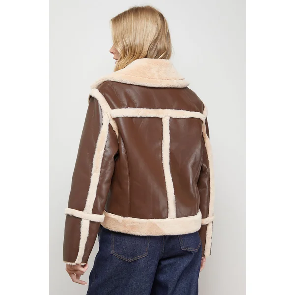Veste d'Aviateur en synthétique avec Doublure Mouton